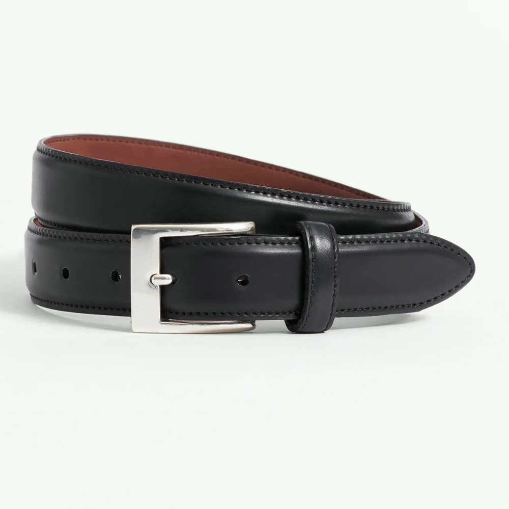 *Brand New*!Brooks Brothers Men's Cordovan Leather Belt (Black w/ Silver Buckle)